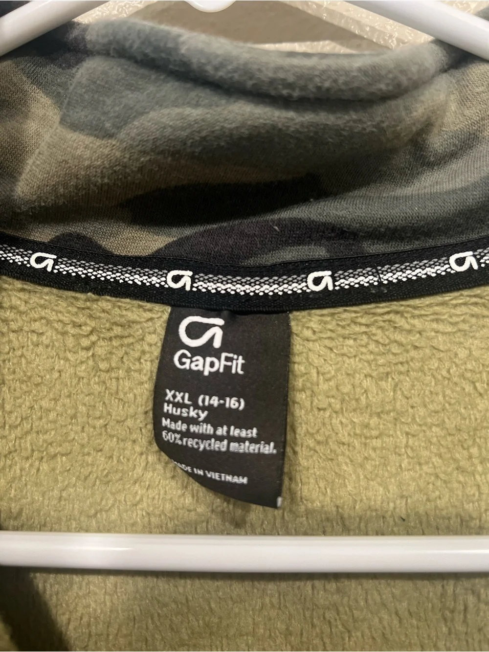 GAP Kids Camo Quarter-Zip Pullover Hoodie - Green, Black, Gray